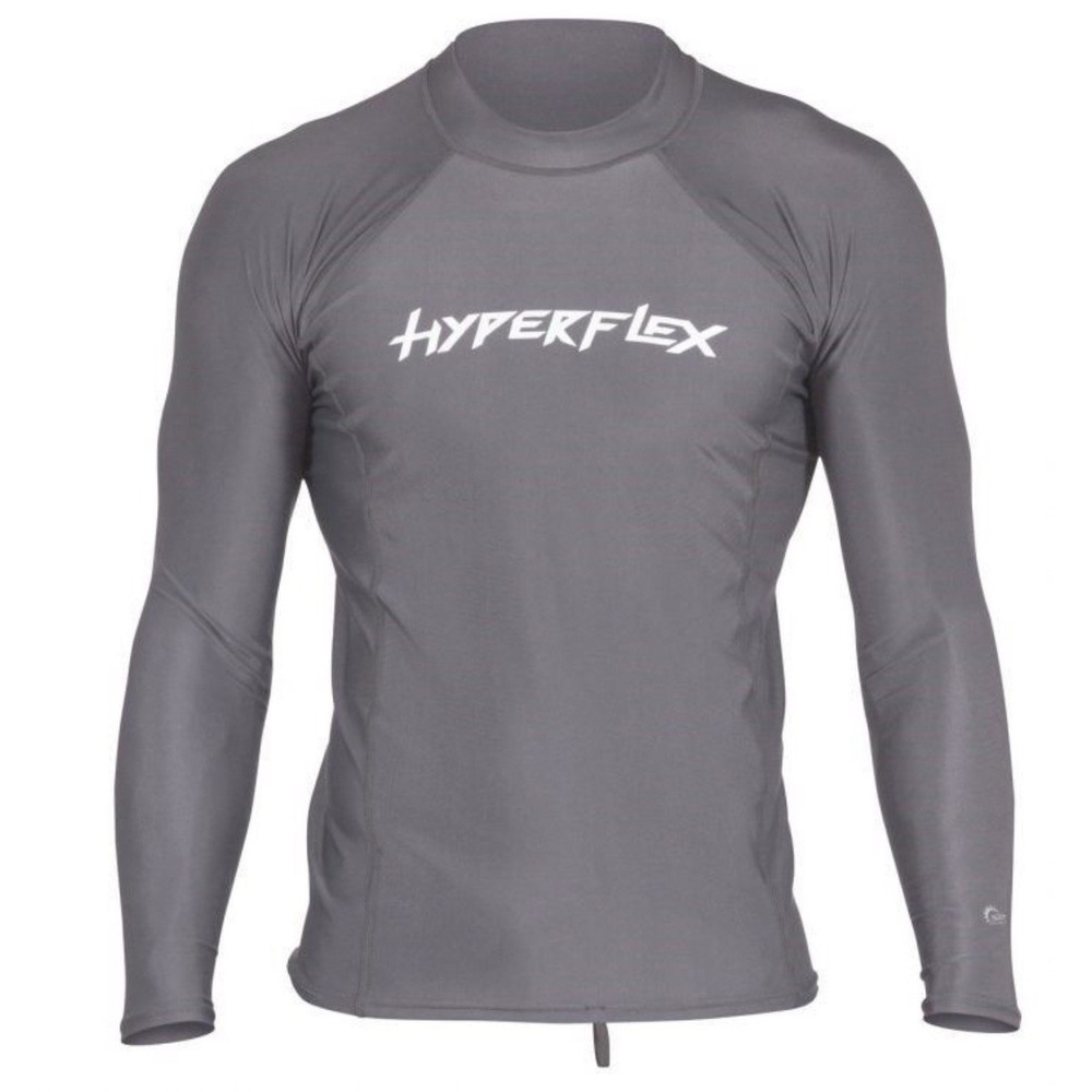 Hyperflex Men's Rashguard Loose‎ Fit Long Sleeve 50+ UV Protection Gray 2XL